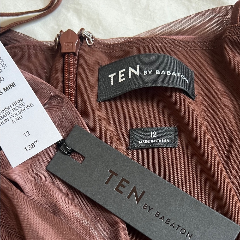 Babaton Aritzia Alias Mini Elegant Brown Ruched Dress - Picture 2 of 5